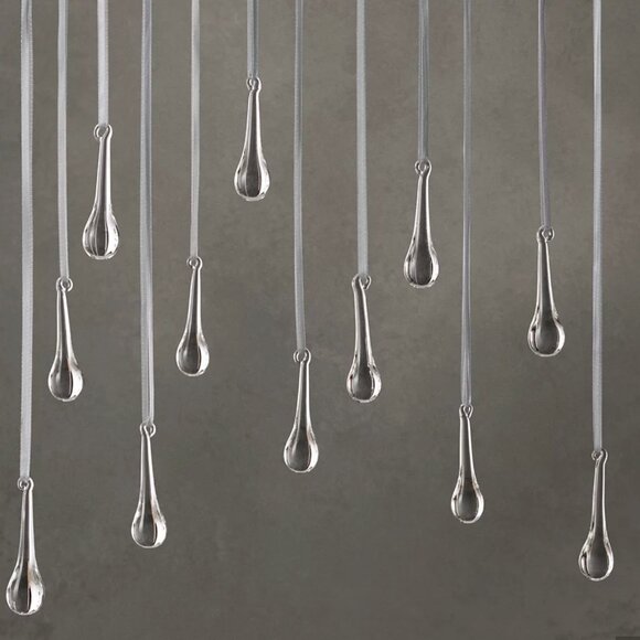Restoration Hardware 10 hand-blown icicle drop mini Christmas ornaments - Picture 1 of 8